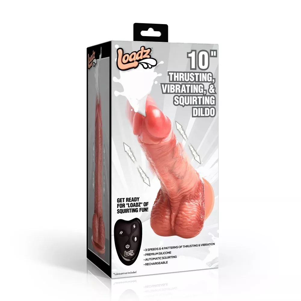 10" Thrusting, Vibrating, & Squirting Dildo