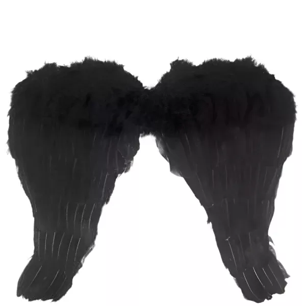 14" Downturned Black Angel Wings