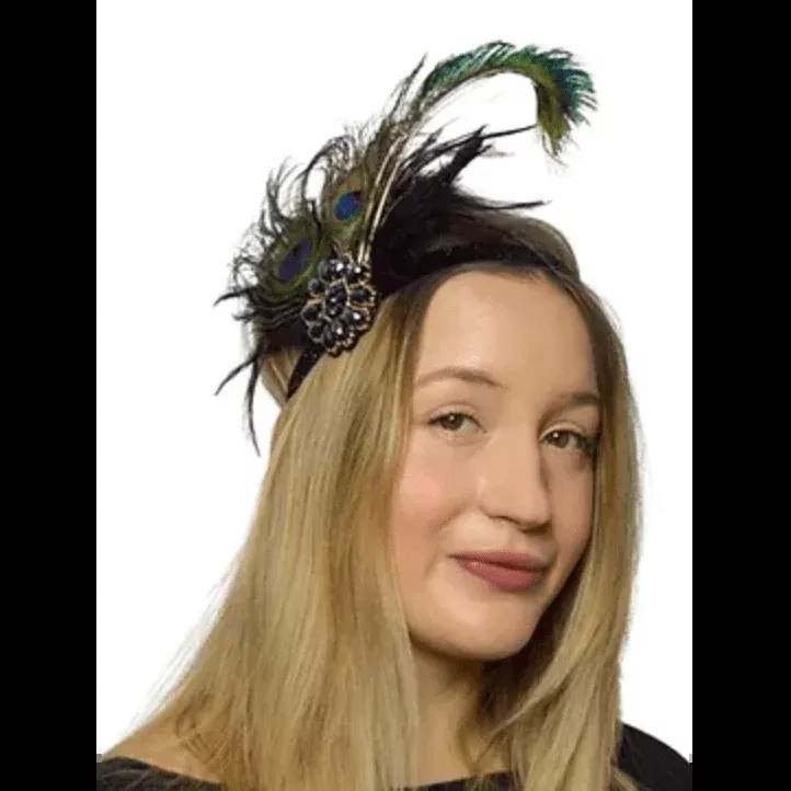 1920's Peacock Feather Flapper Headpiece