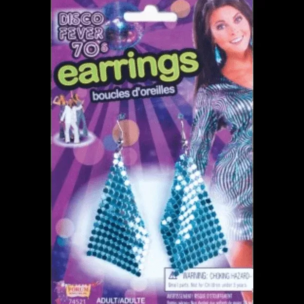 1970s Blue Disco Drop Earrings