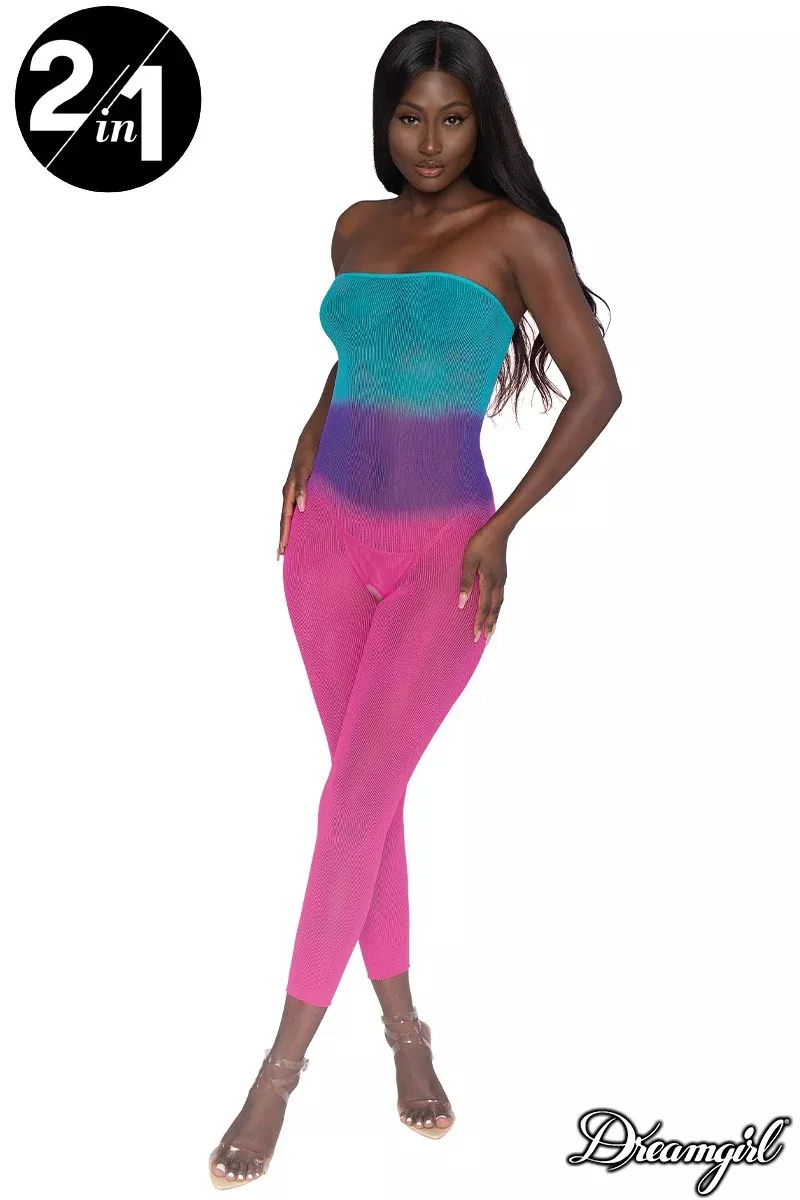 2 in 1 fishnet bodystocking