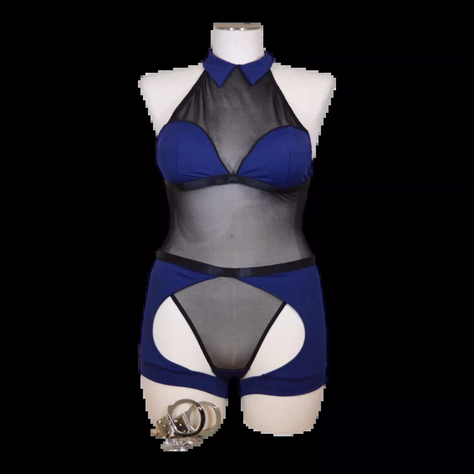 2020 Black Mesh Bodysuit Cop Costume