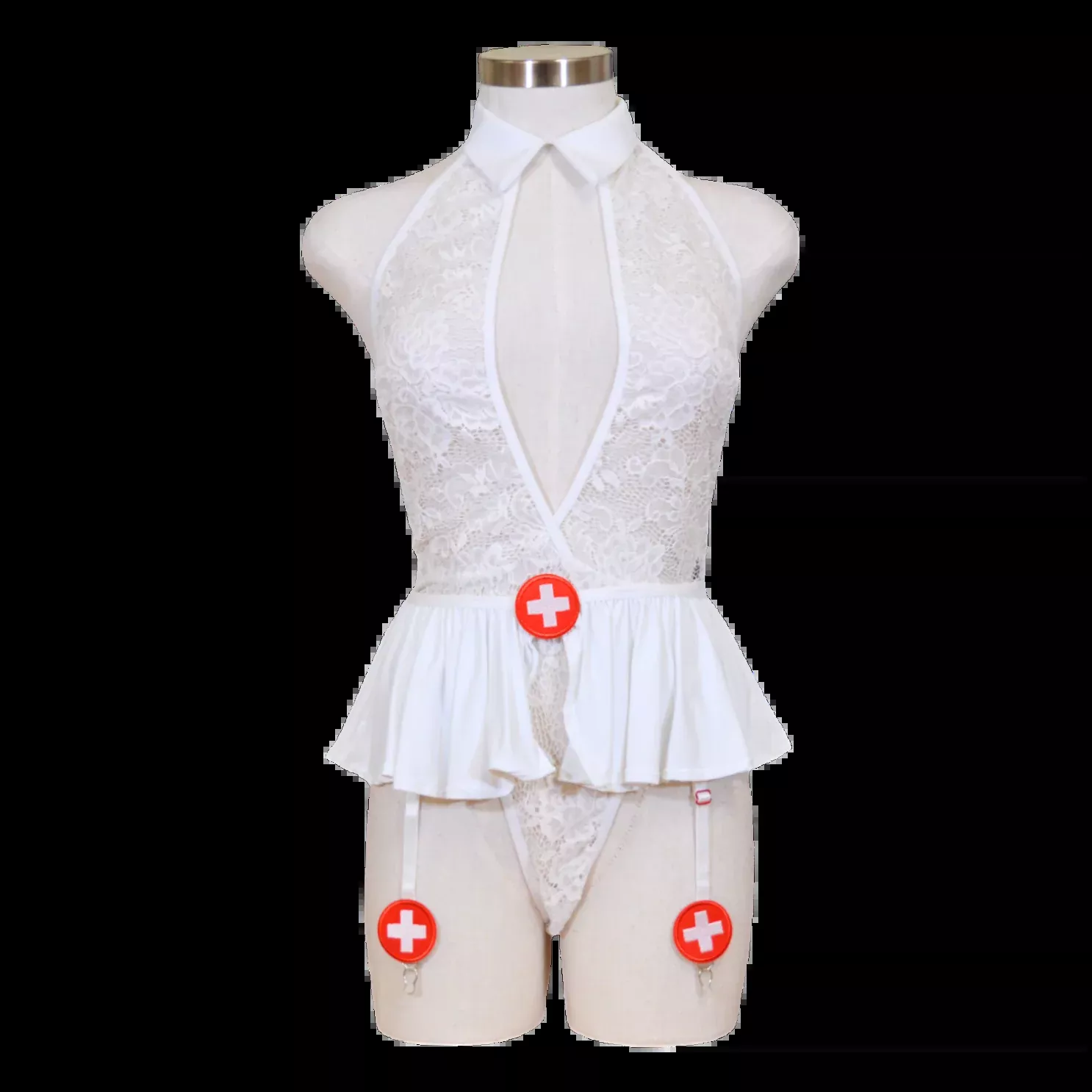 2021 Halter Neck Teddy Nurse Costume