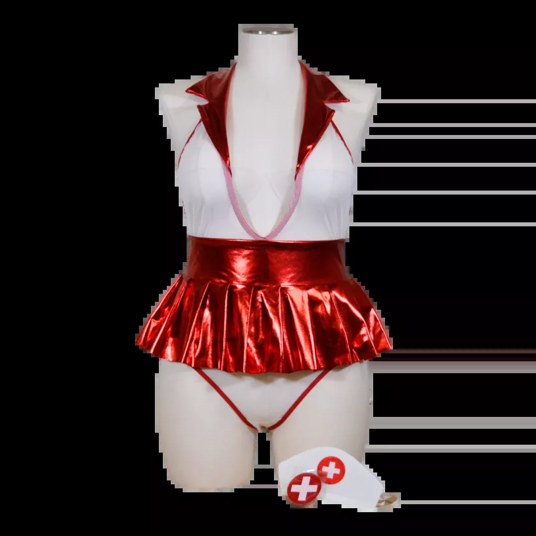 2302 Collared Teddy With Pleated Skirt Nurse Costume