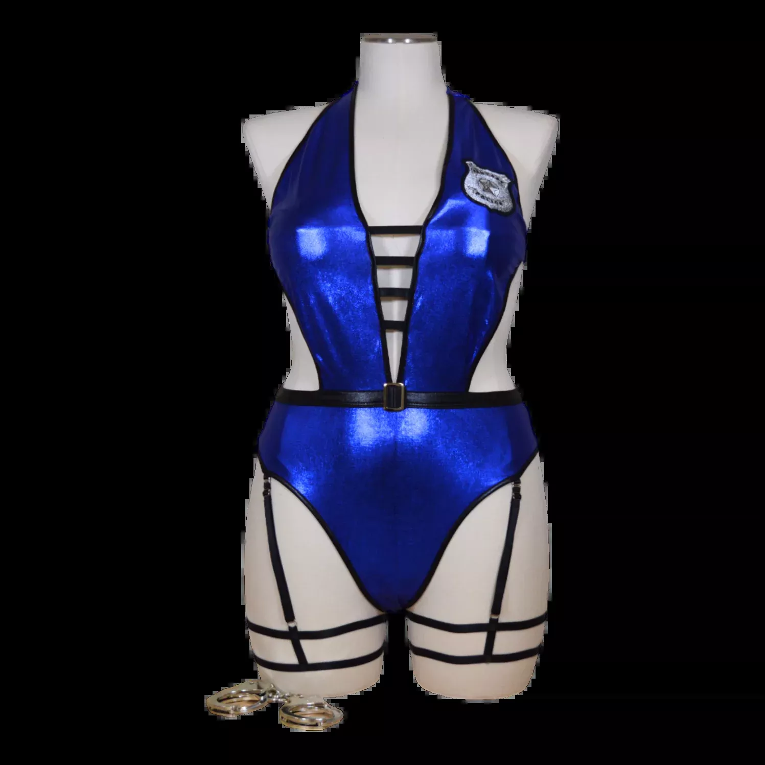 2303 Metallic Blue Bodysuit Cop Costume