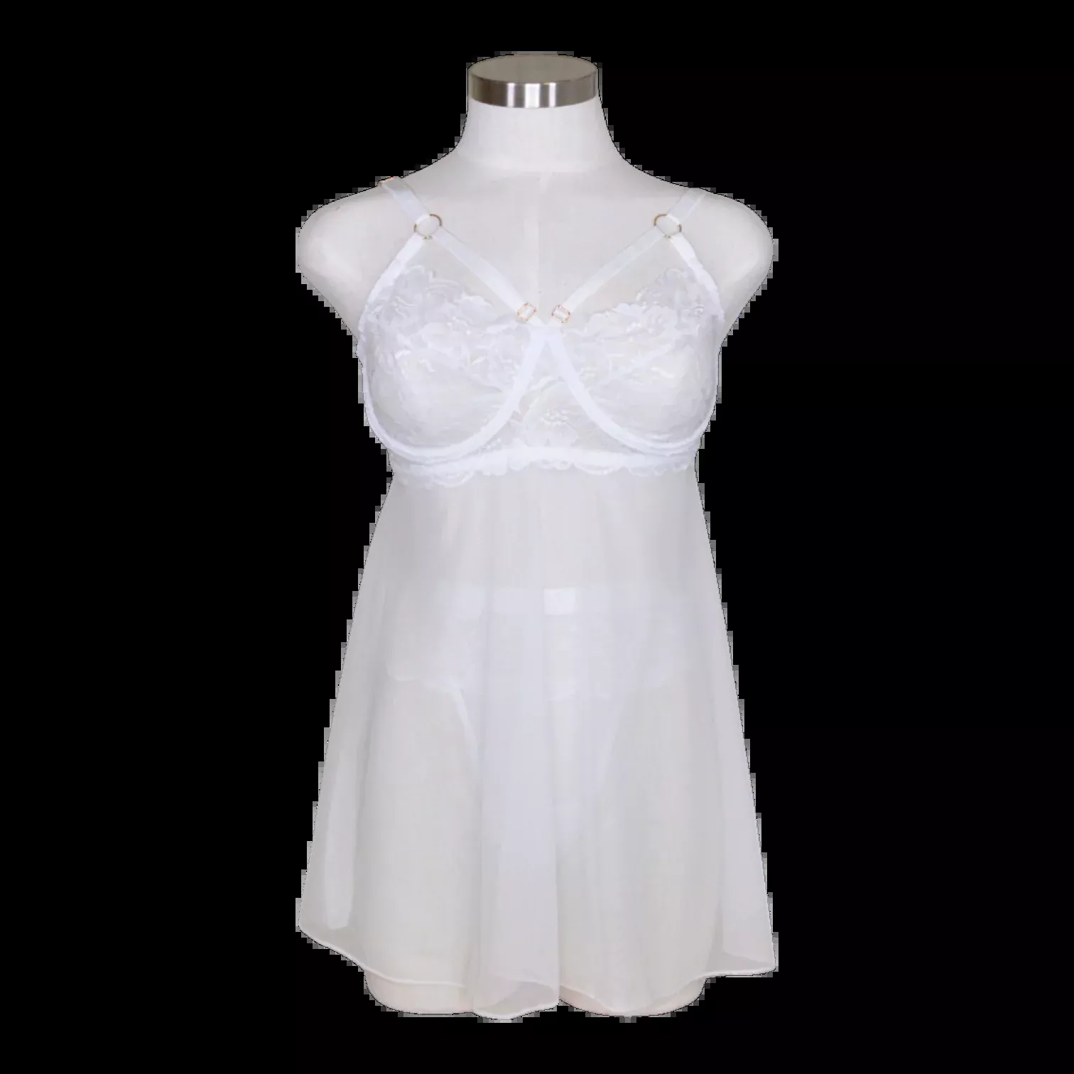 25127 Scallop Stretch Lace & Mesh Babydoll