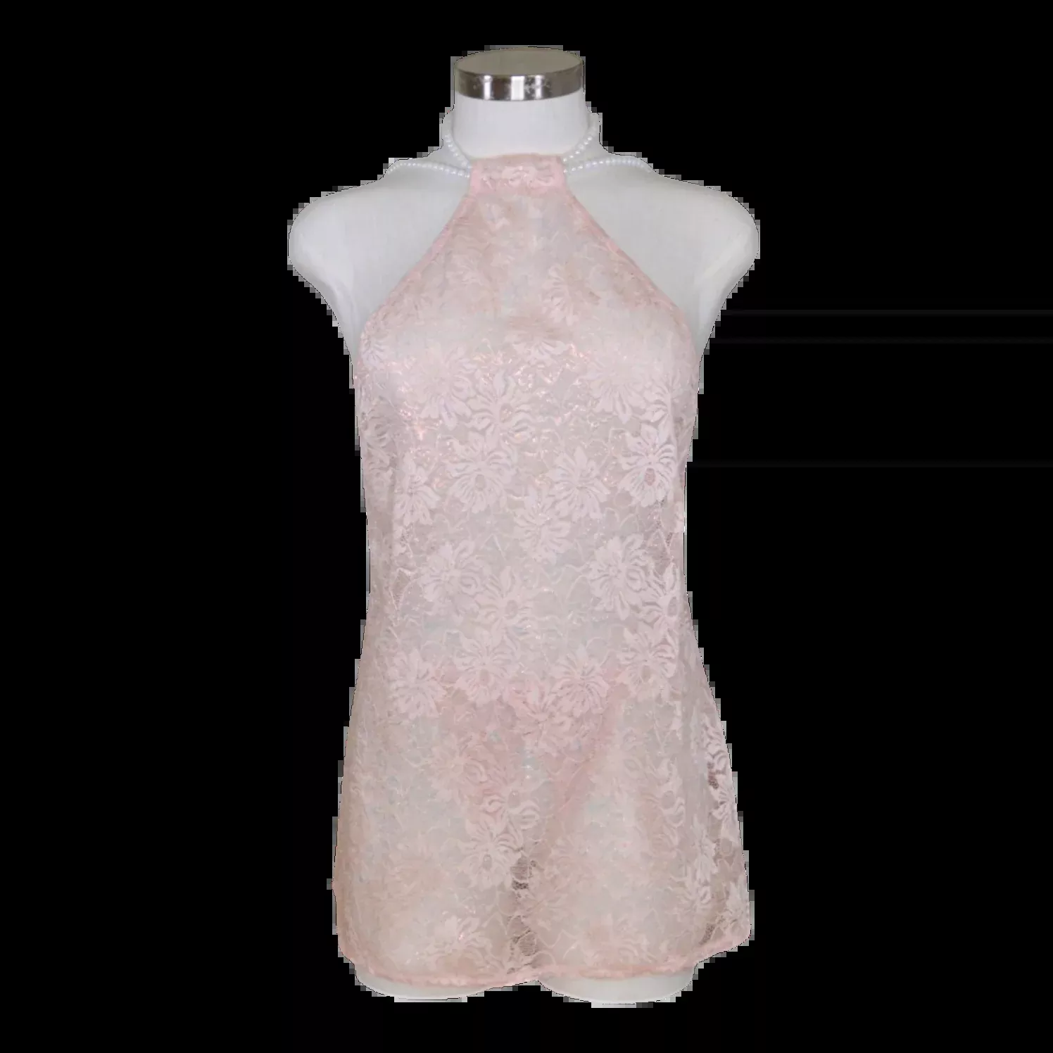 2634 Iridescent Lace Halter Chemise