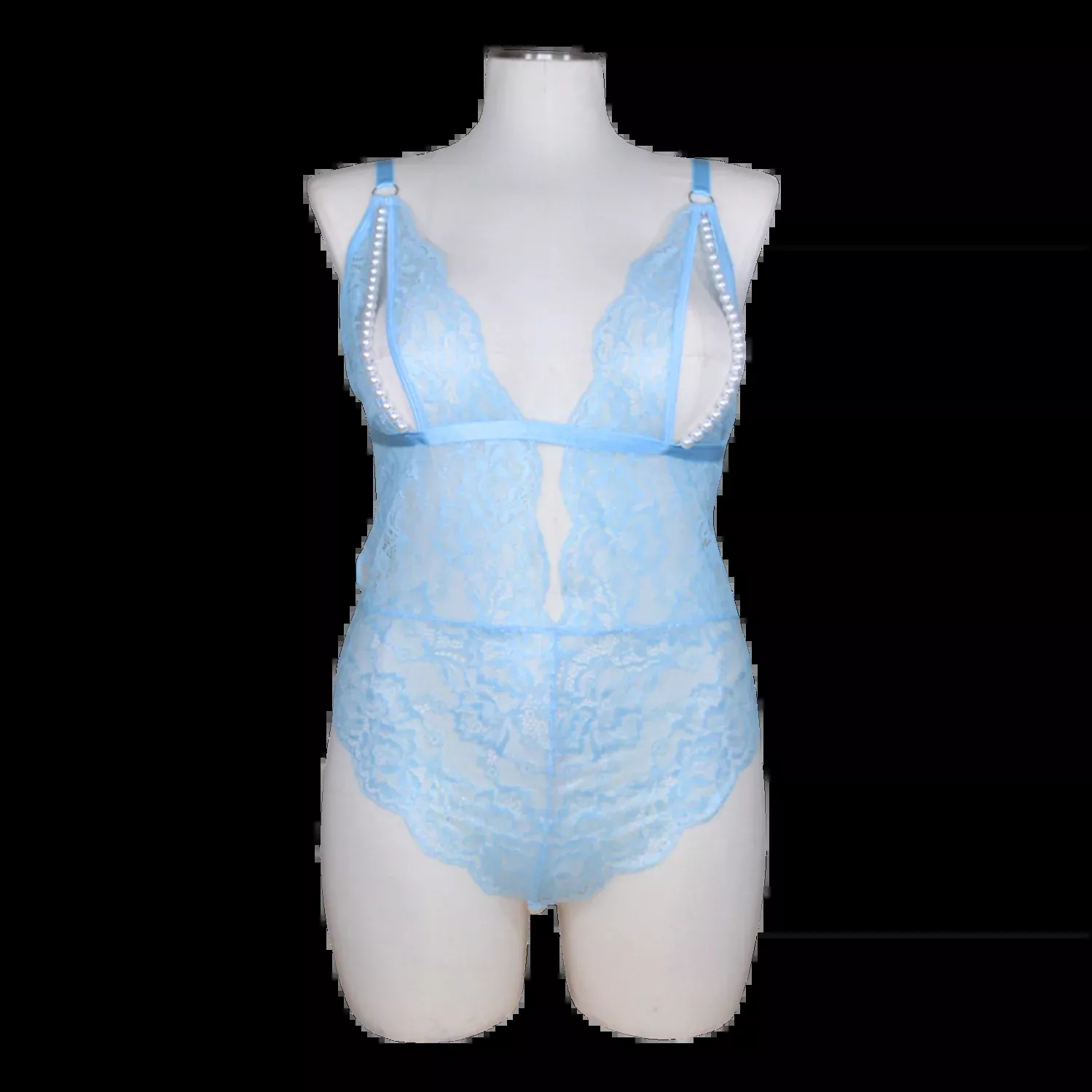 2639 Metallic Foil Lace Pearl Teddy