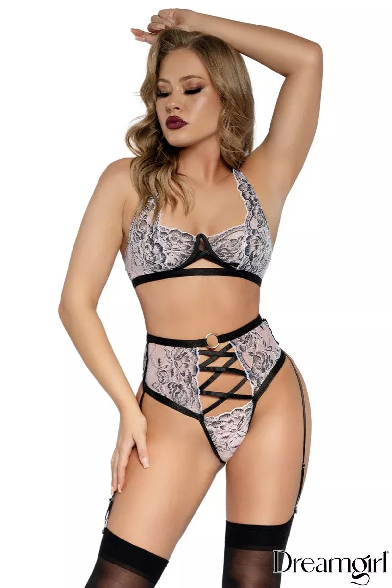 2Pc Floral Lace Set