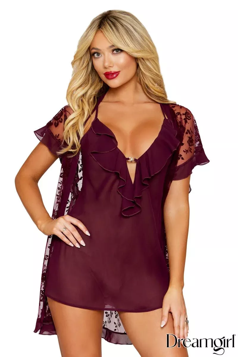 2Pc Floral Robe