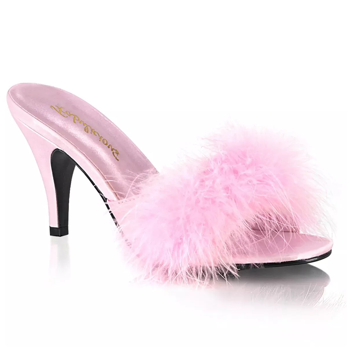 3" (7.6cm) Heel, Classic marabou slipper