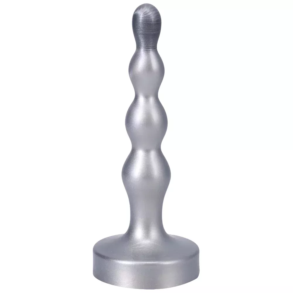 4.95" Ripple Small Silicone Anal Plug Dildo - Silver