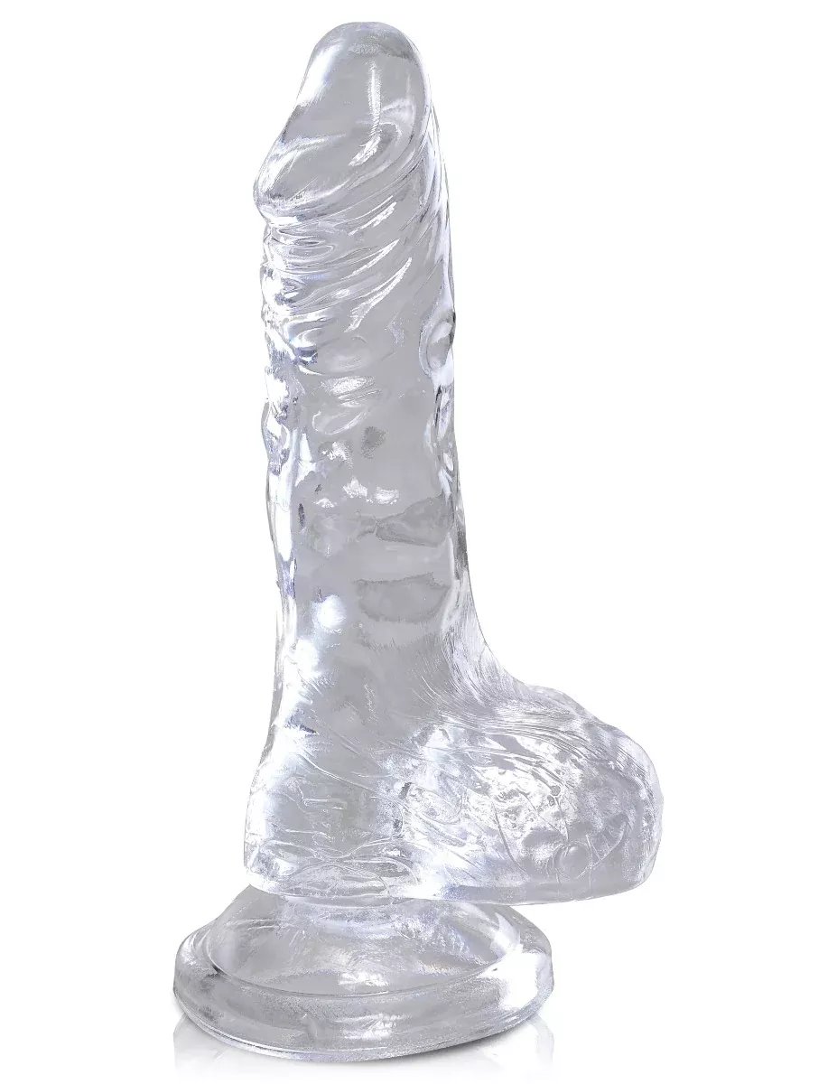 4 inches Dildo with Testicles - KING COCK CLEAR