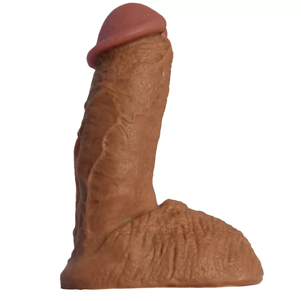 5.5" Realistic Semi Pack and Play Dildo - Dark Caramel