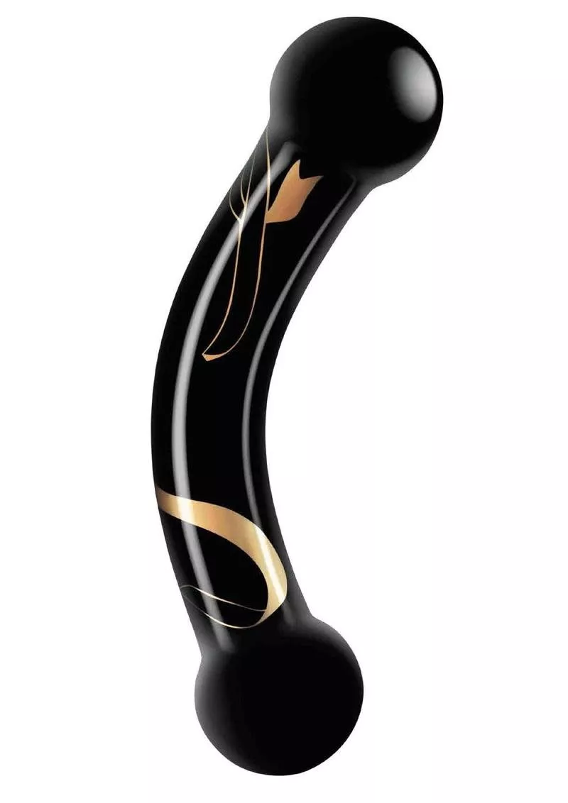 5.5IN DOUBLE ENDED DILDO BLACK & GOLD