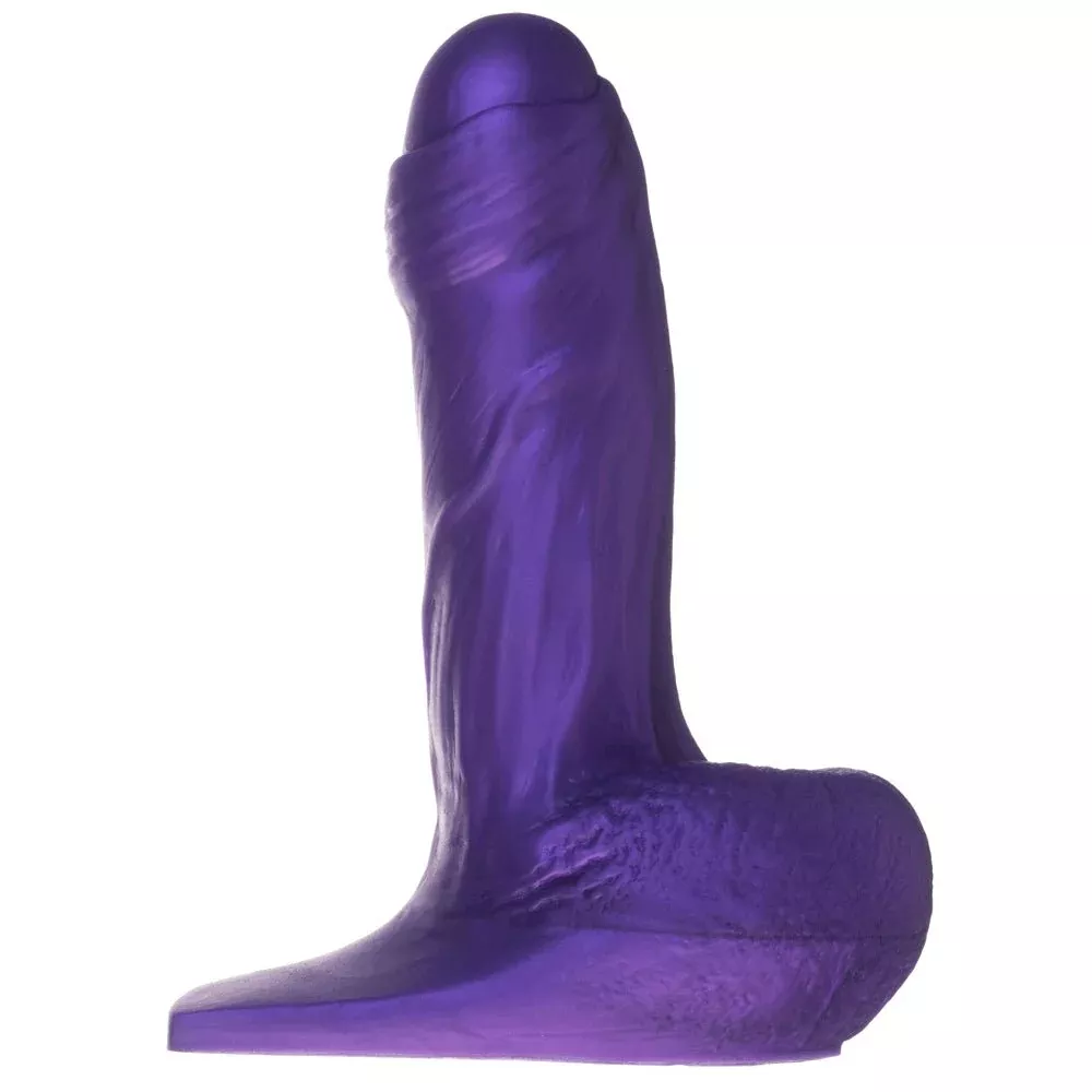 5" Uncut Dual Density Silicone Dildo - Purple