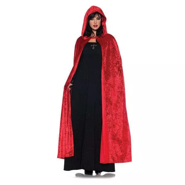 55" Witch Hooded Red Velvet Unisex Cloak