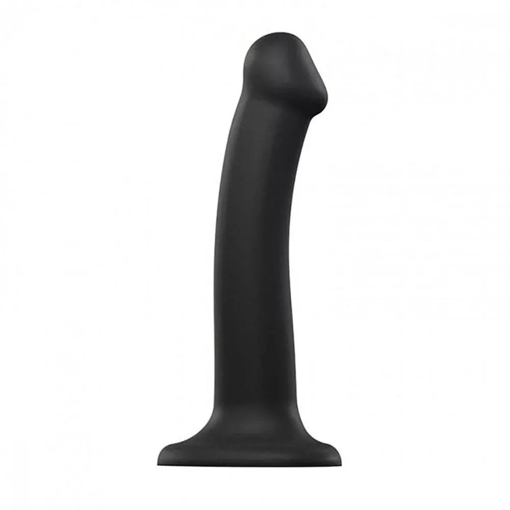 6.5" Strap-On-Me Silicone Dual Density Posable Dildo - Black - Medium