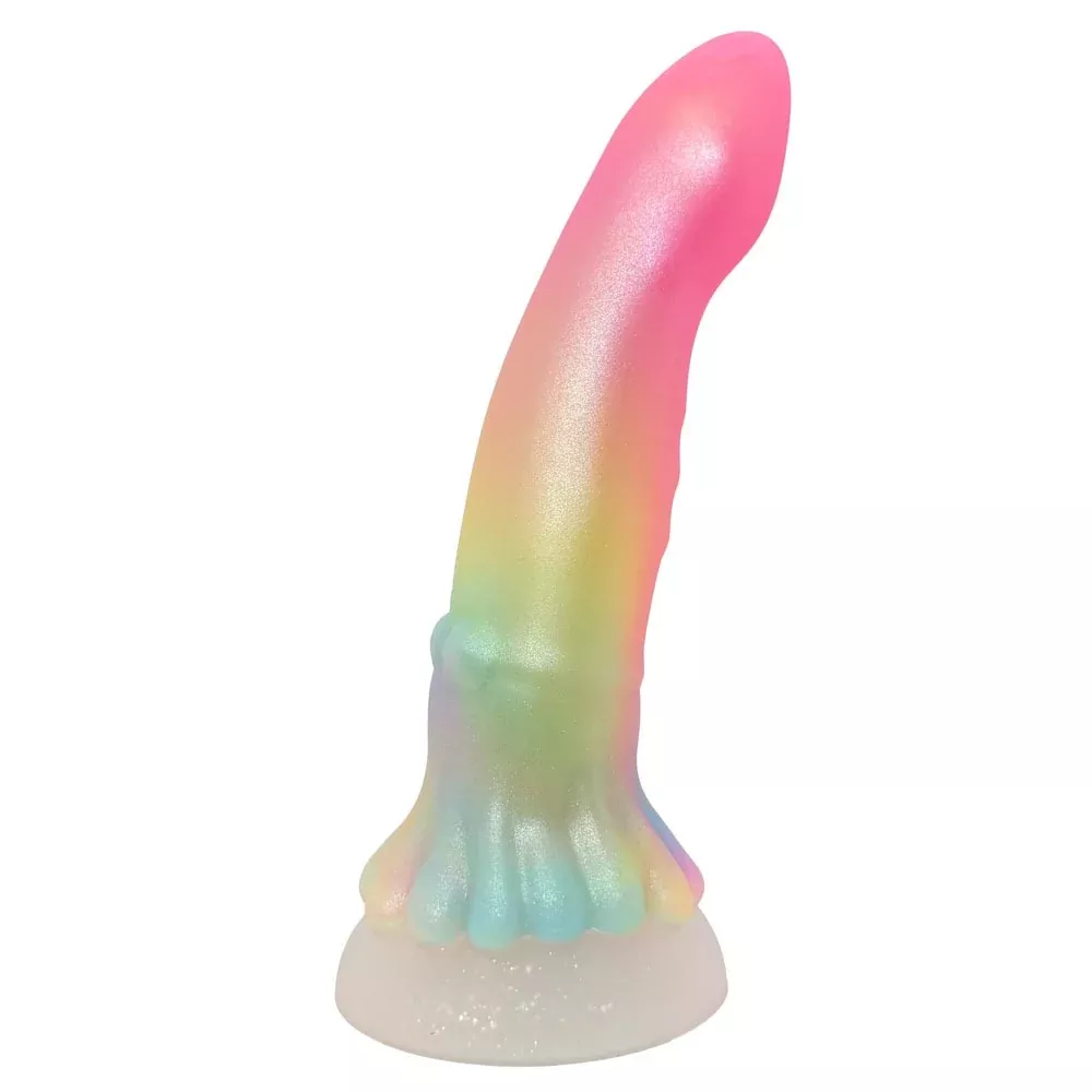 6" Rainbow Shimmer Inky Silicone Fantasy Dildo