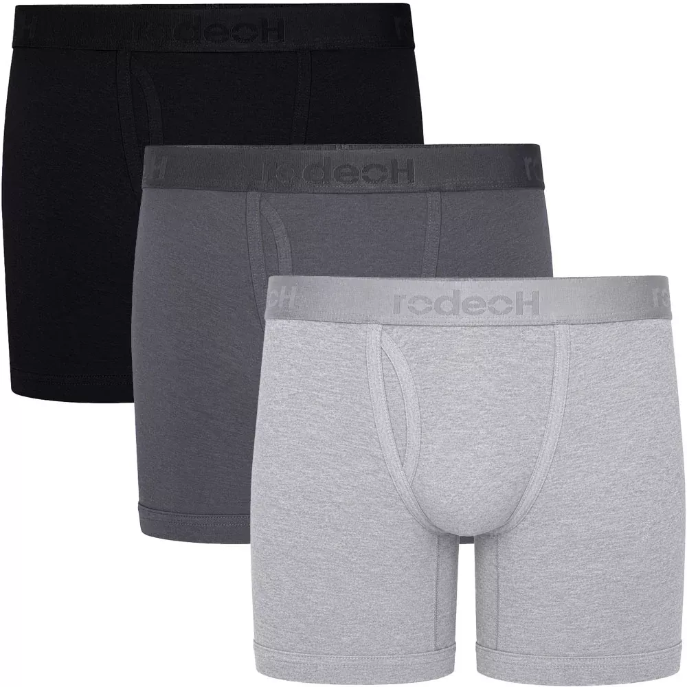 6" Shift Boxer Packer Underwear 3 Pack - Light Gray, Black & Gray - Multipack