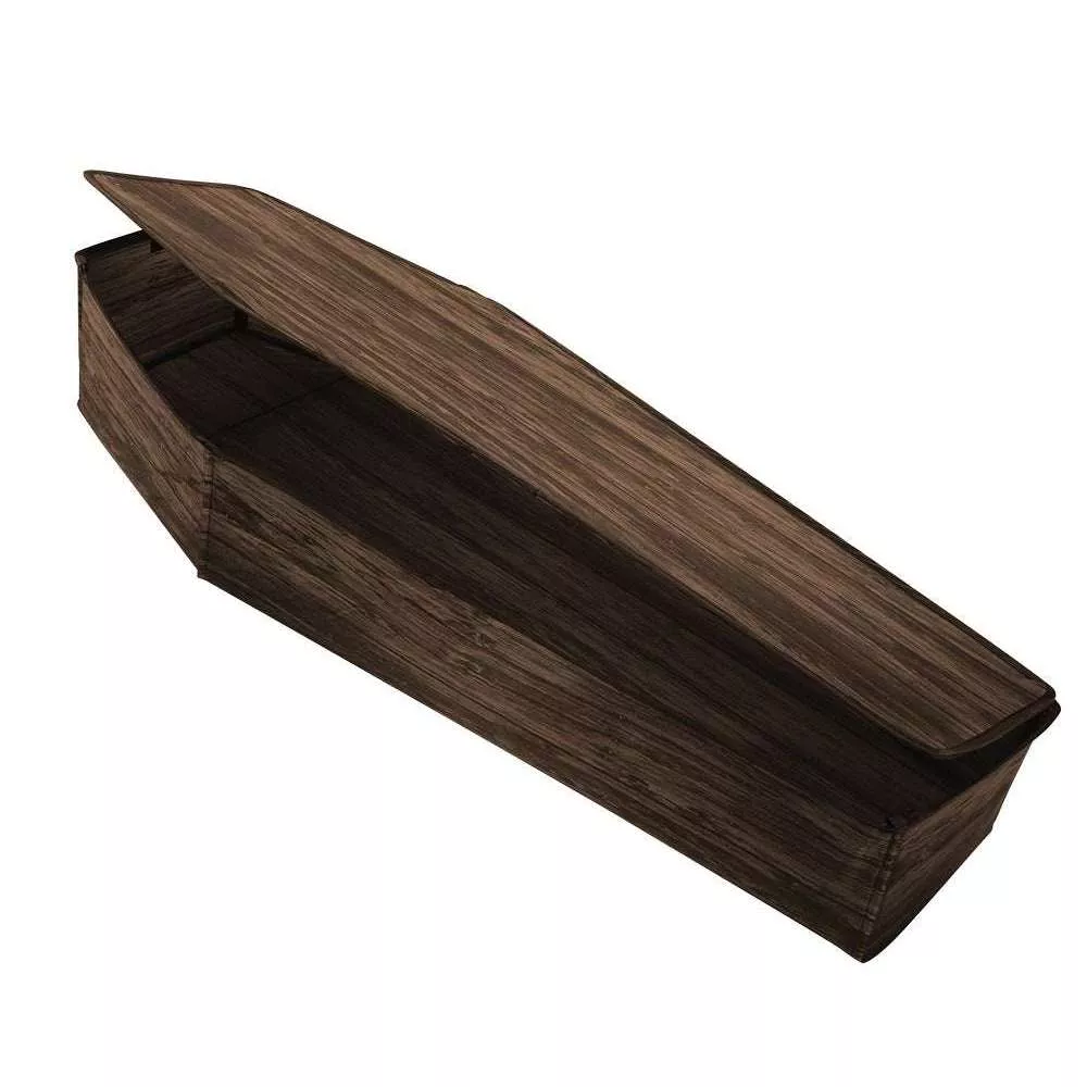 60" Coffin With Lid Wood Print Brown