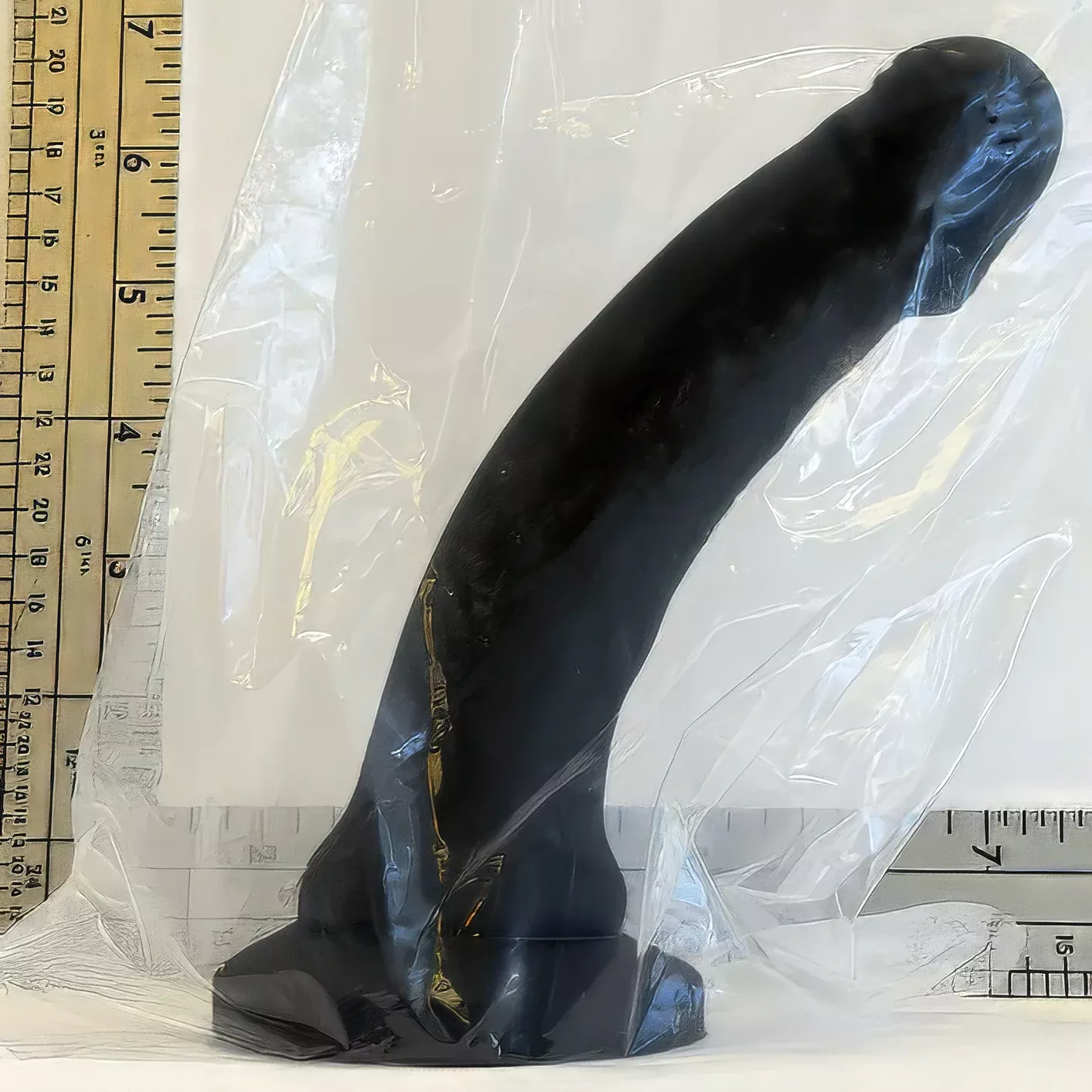 7.5" Jet Black Silicone Dildo | Vault Sample