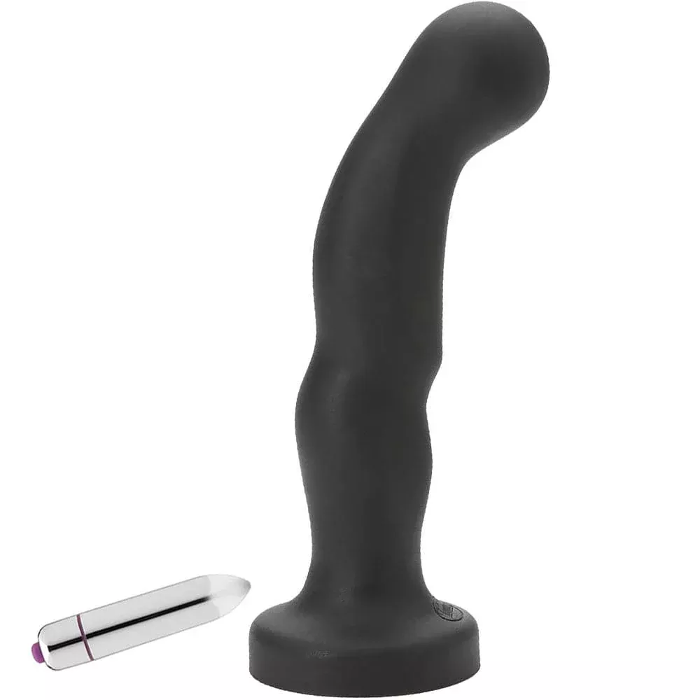 7" P-Spot Vibrating Silicone Dildo - Black