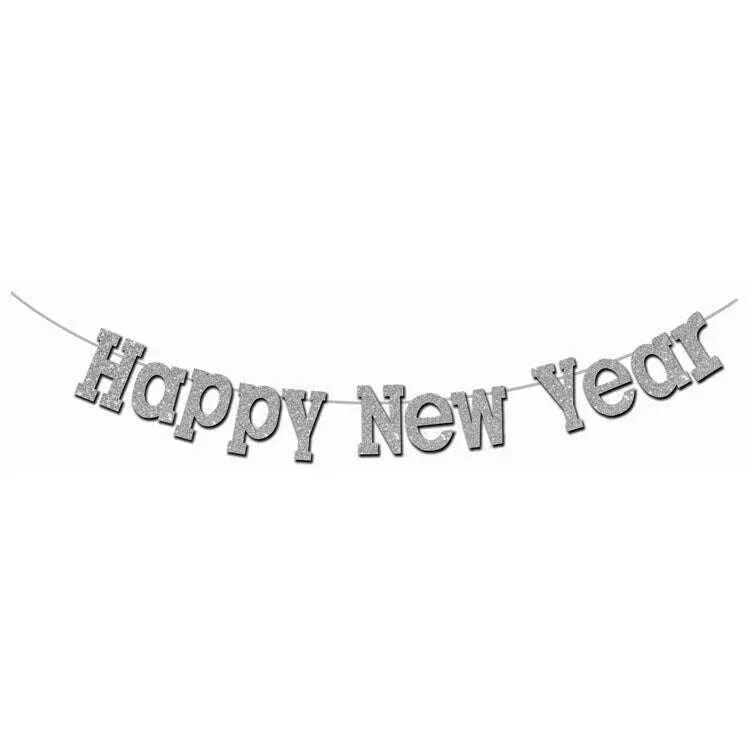 7' Silver Happy New Year Banner