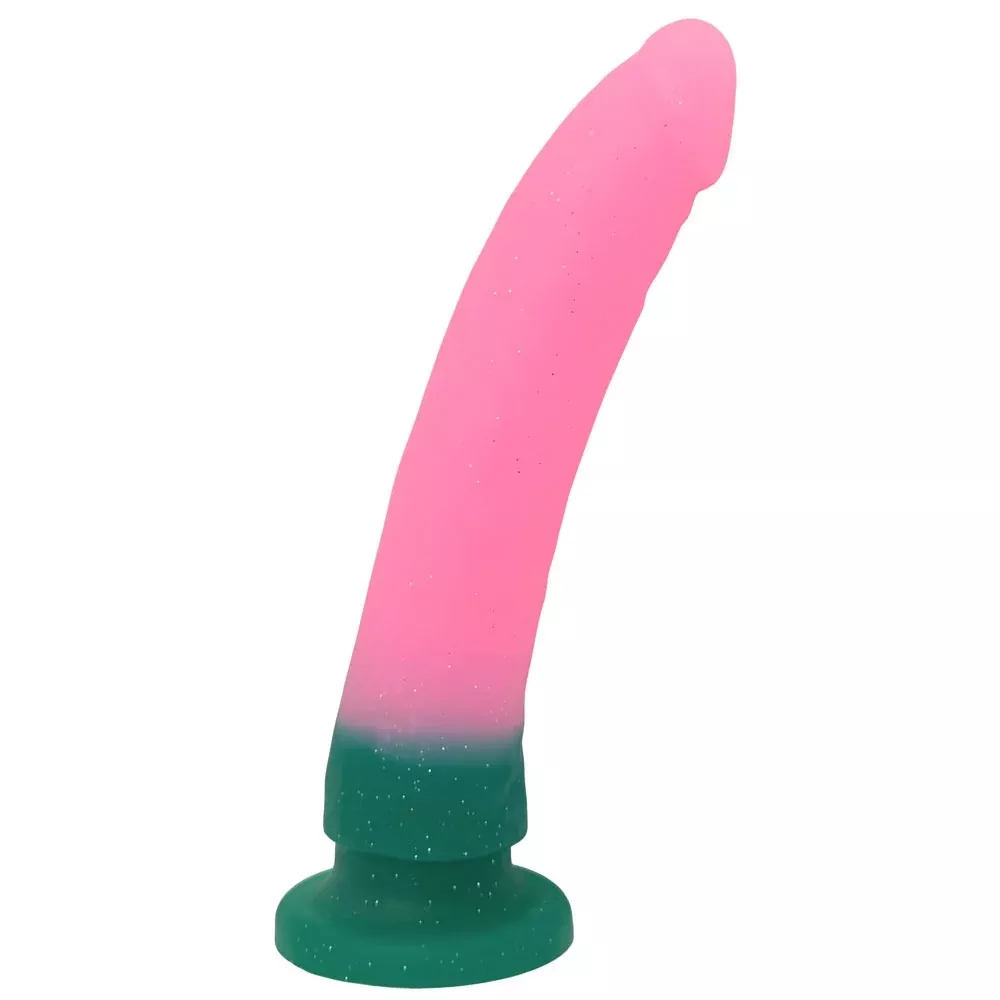 8.5" Grande Silicone Dildo - Watermelon Glitter