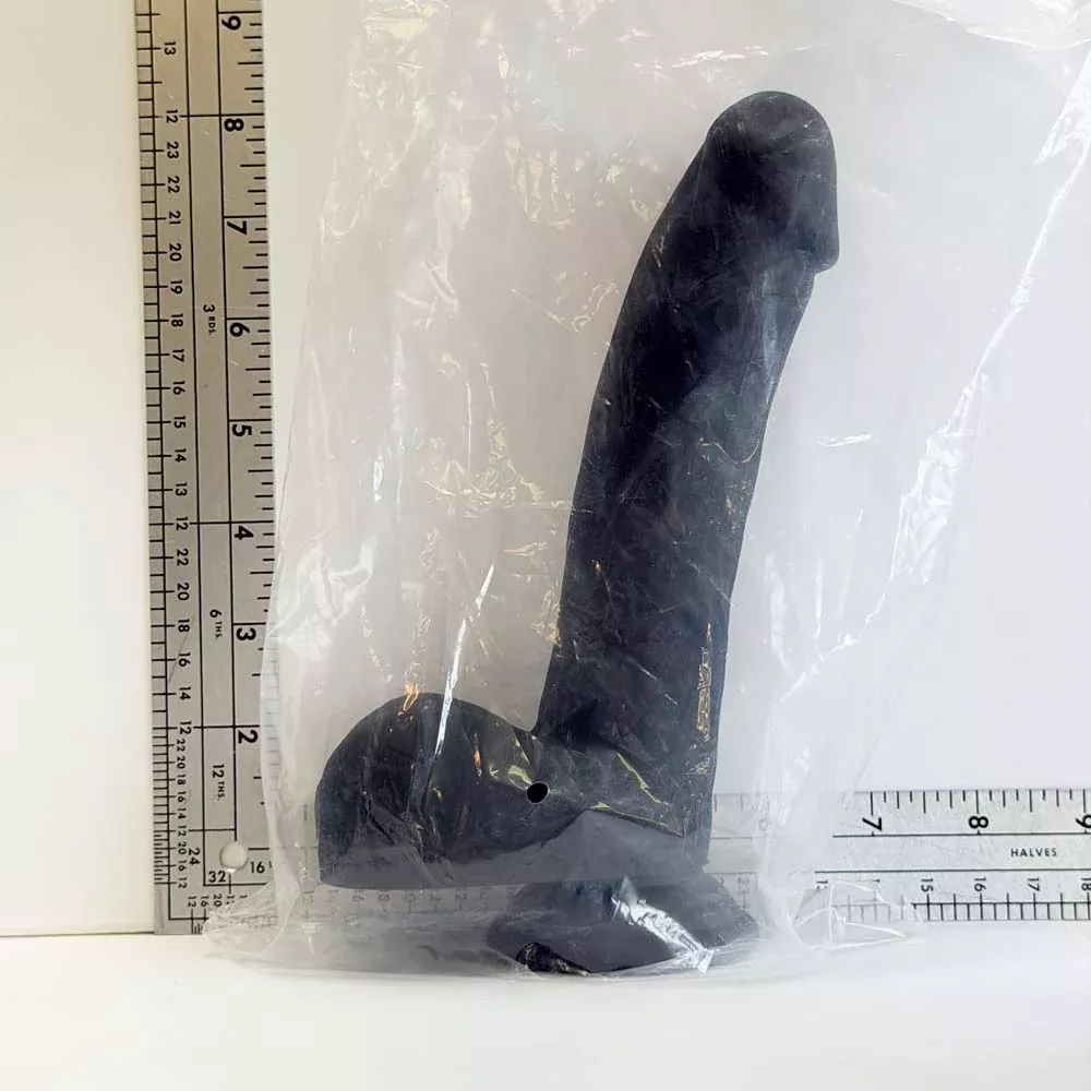 8.5" Jet Black Tower Silicone Dildo | Vault Sample