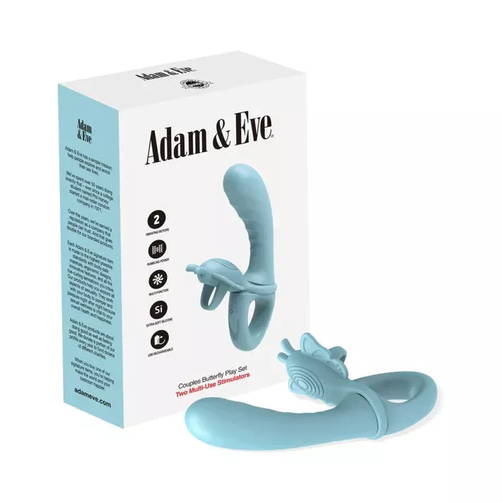 Adam & Eve Couples Butterfly Play Set Two Multi-Use Stimulators
