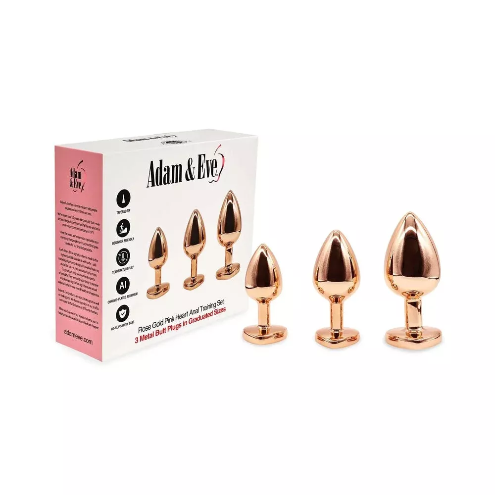 Adam & Eve Rose Gold Pink Heart Anal Plug Training Set