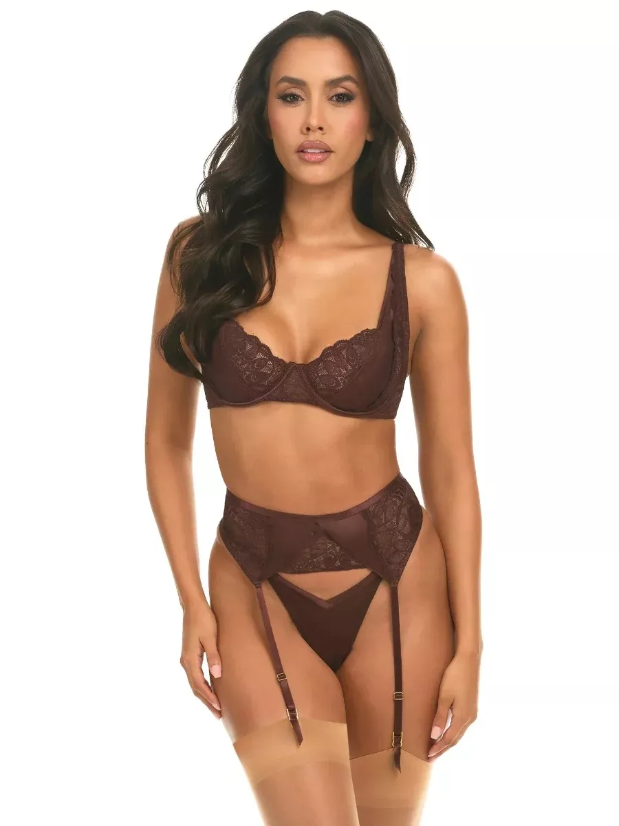 Adeline Satin & Lace 3Pc Set