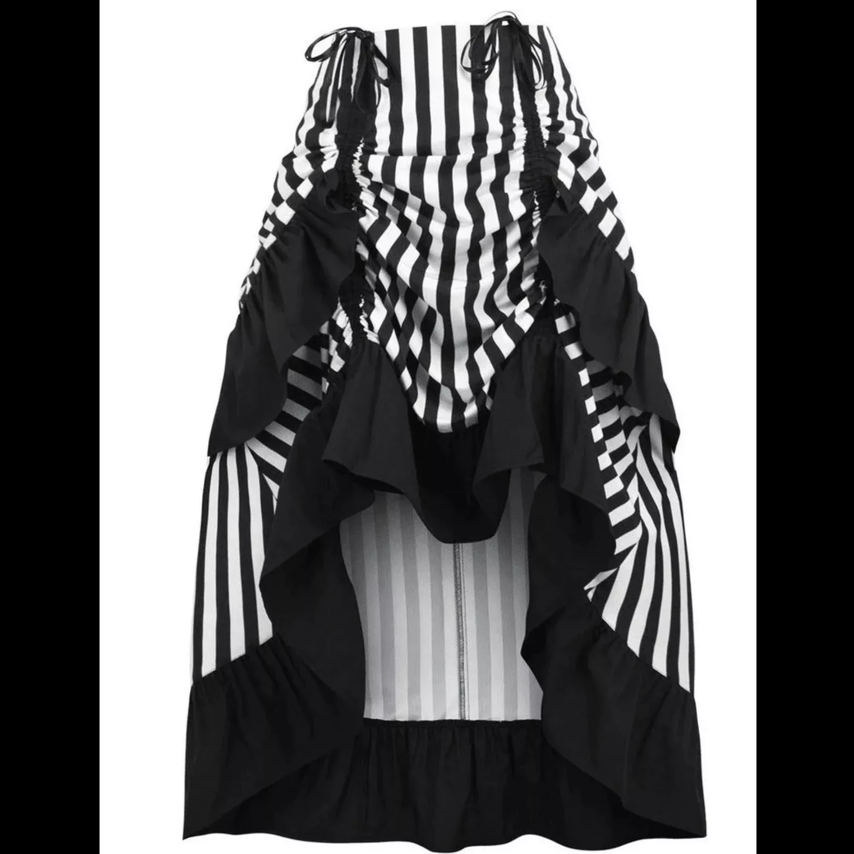 Adjustable High Low Vertical Striped Skirt