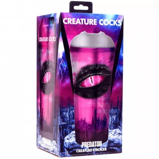Alien Creature Stroker with Textured Ribs, Open Ended Design & Pressure Control - 8.7" Length