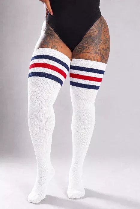 All American Stripes Thigh High Socks