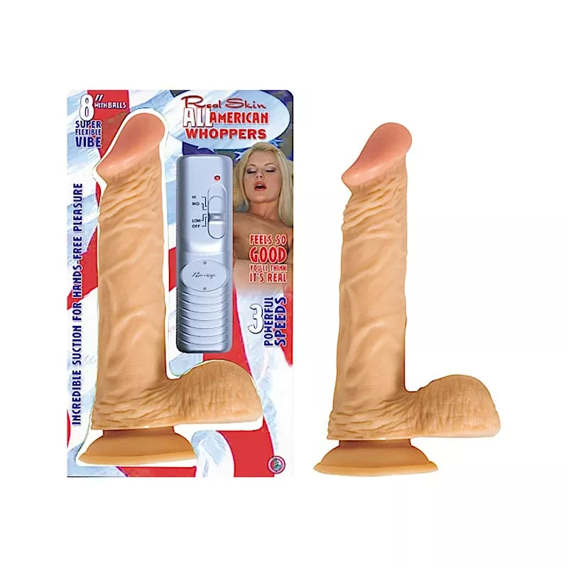 All American Whoppers 8in. Vibrating Dong with Balls