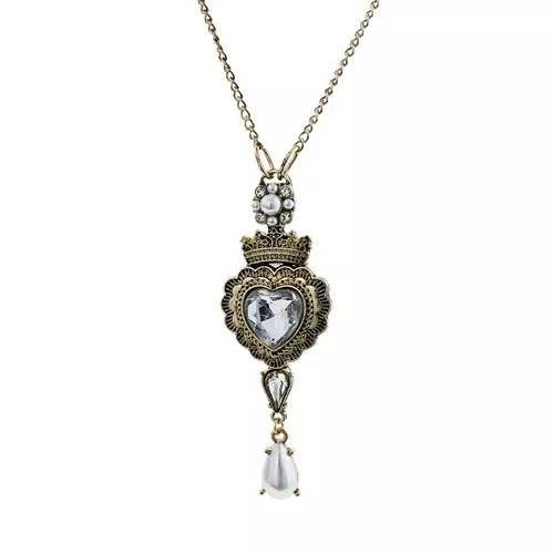 Antique Gold Heart Pendant Necklace