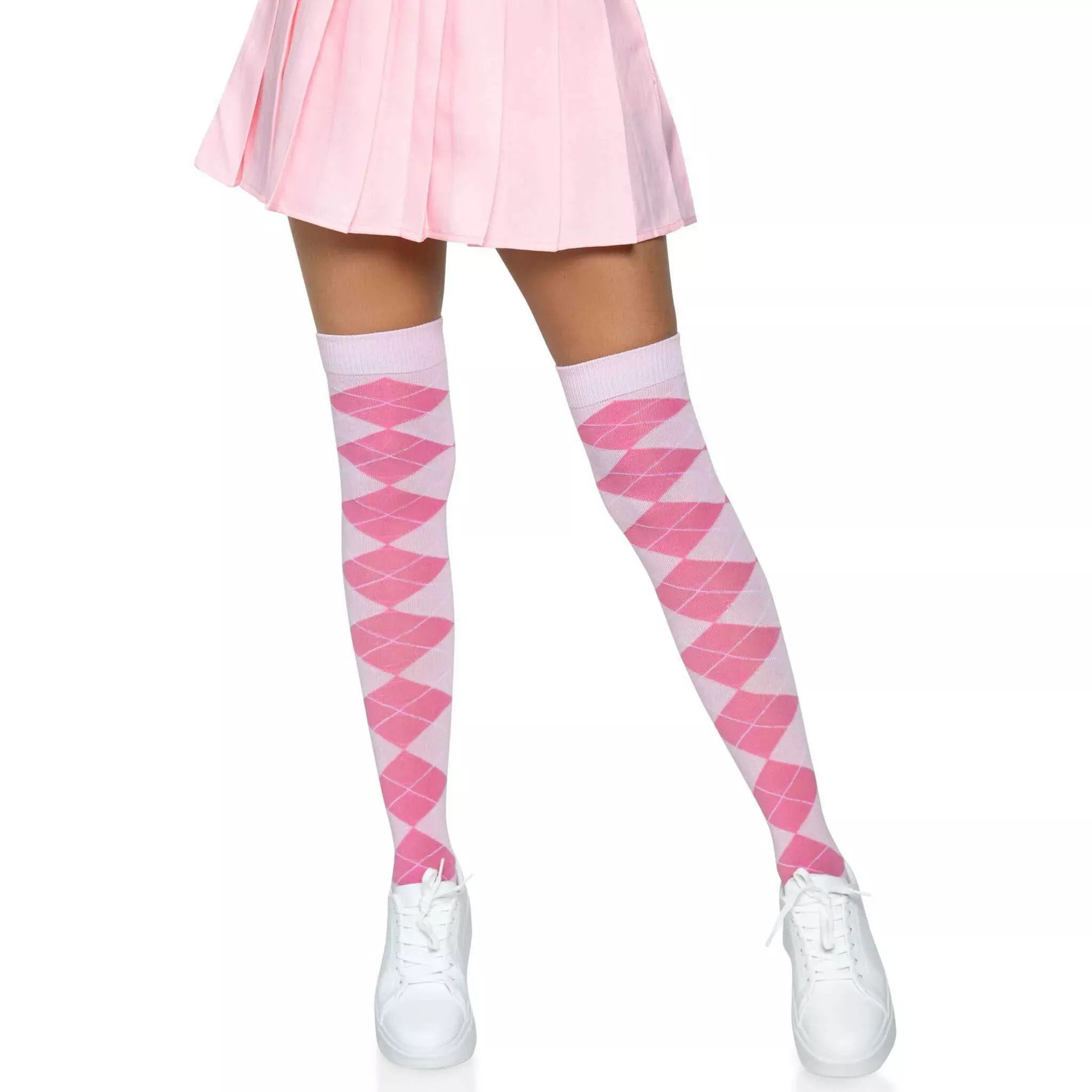 Argyle Knit Over The Knee Socks