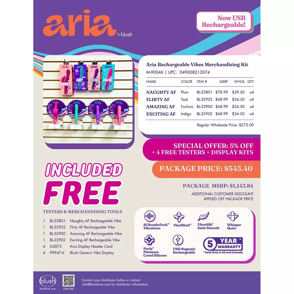 Aria Rechargeable Vibes Merchandising Kit