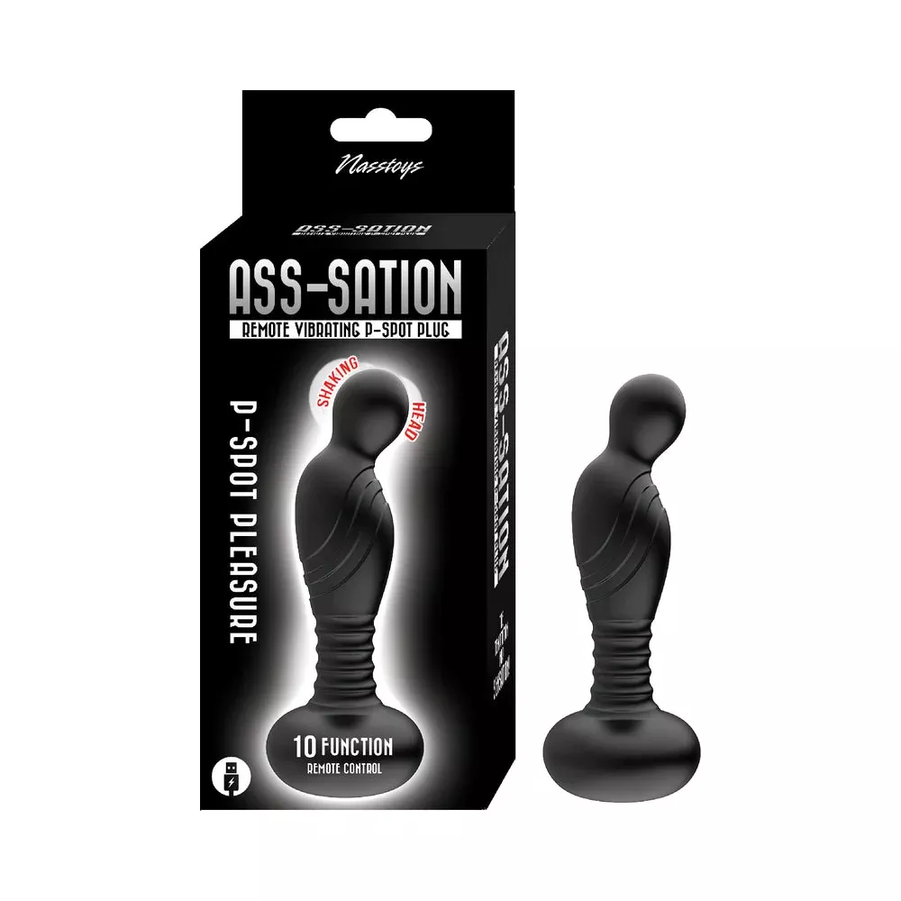 Ass-sation Remote Vibrating P Spot Plug - Black