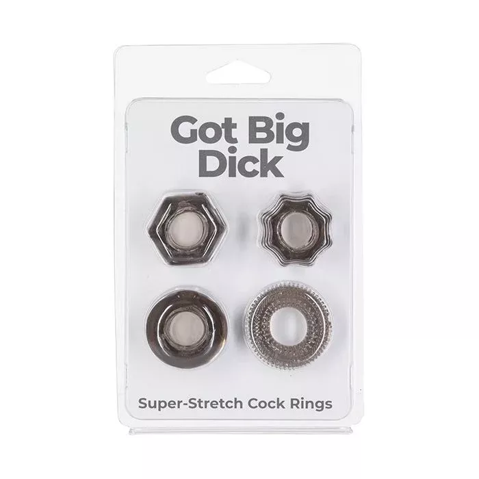 B.M.S. Enterprises Got Big Dick 4 Pack Cock Rings - Black