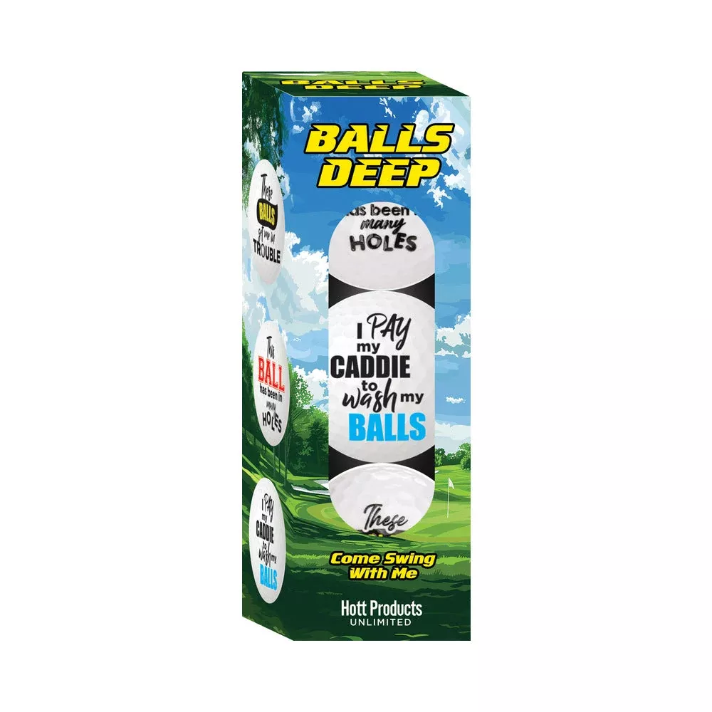Balls Deep Funny Slogan Golf Balls Assorted 3-Pack