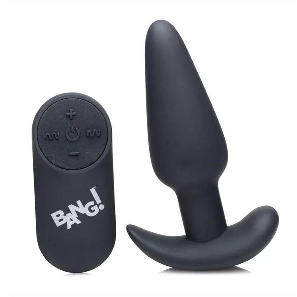 Bang! 21x Vibrating Silicone Rechargeable Butt Plug - Remote Control - Black