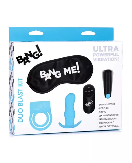 Bang! Duo Blast Remote Control Cock Ring & Butt Plug Vibe Kit Blue