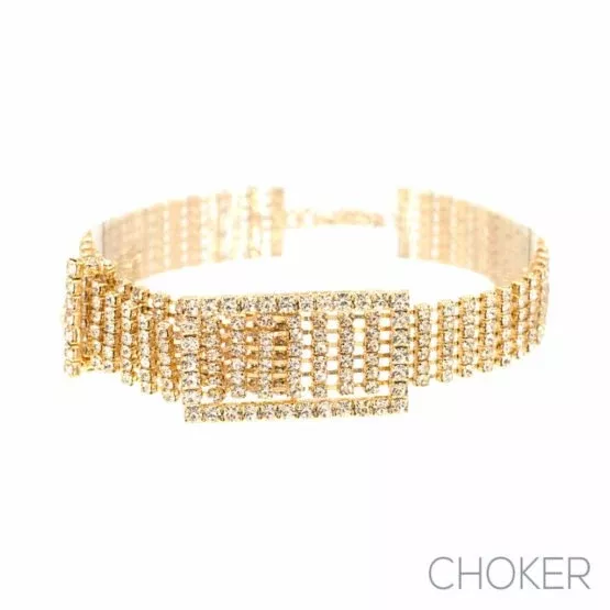 Belt Buckle Rhinestone Choker