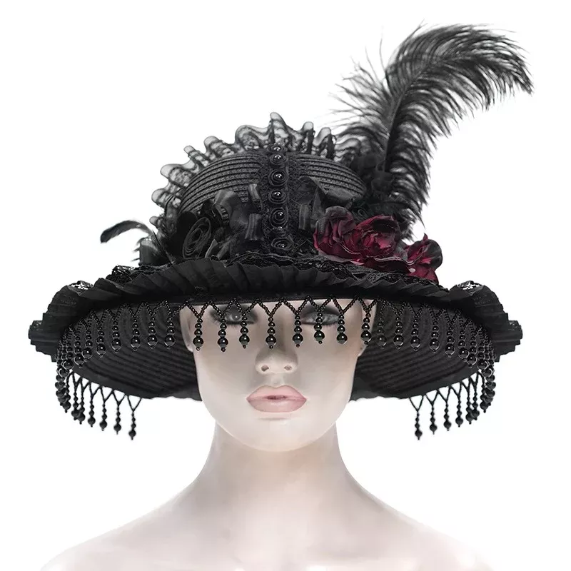 Black Feather Victorian Hat