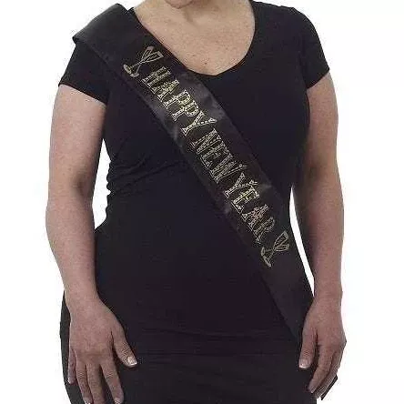 Black & Gold Happy New Year Sash