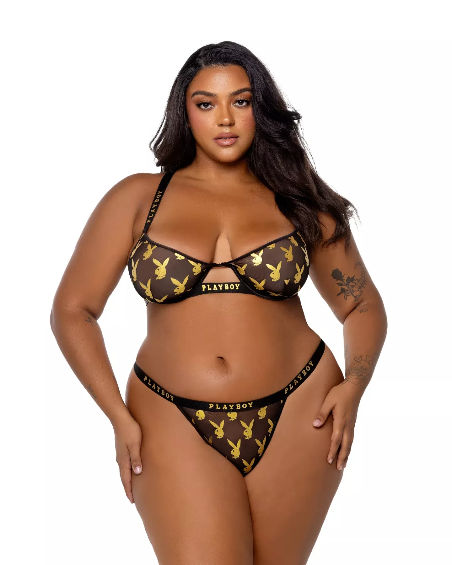 Black & Gold Playboy Foiled Bunny Bra Set