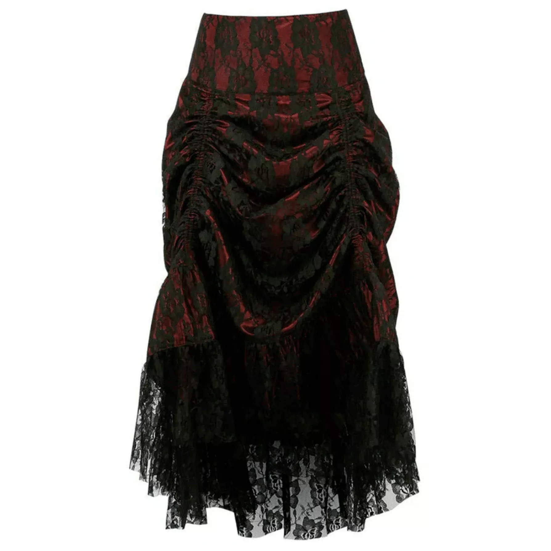 Black Lace Ruched Bustle Skirt